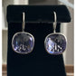 Sterling Silver 925 Amethyst Drop Earrings Faceted Purple 1” Bezel Set 6.4gr