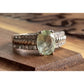 Sterling Silver Green Gemstone Halo Ring Oval Statement Ring 925 Size 8