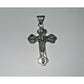 Vintage Mexican Sterling Silver Turquoise Cross Pendant 2.5 Boho Southwest Style