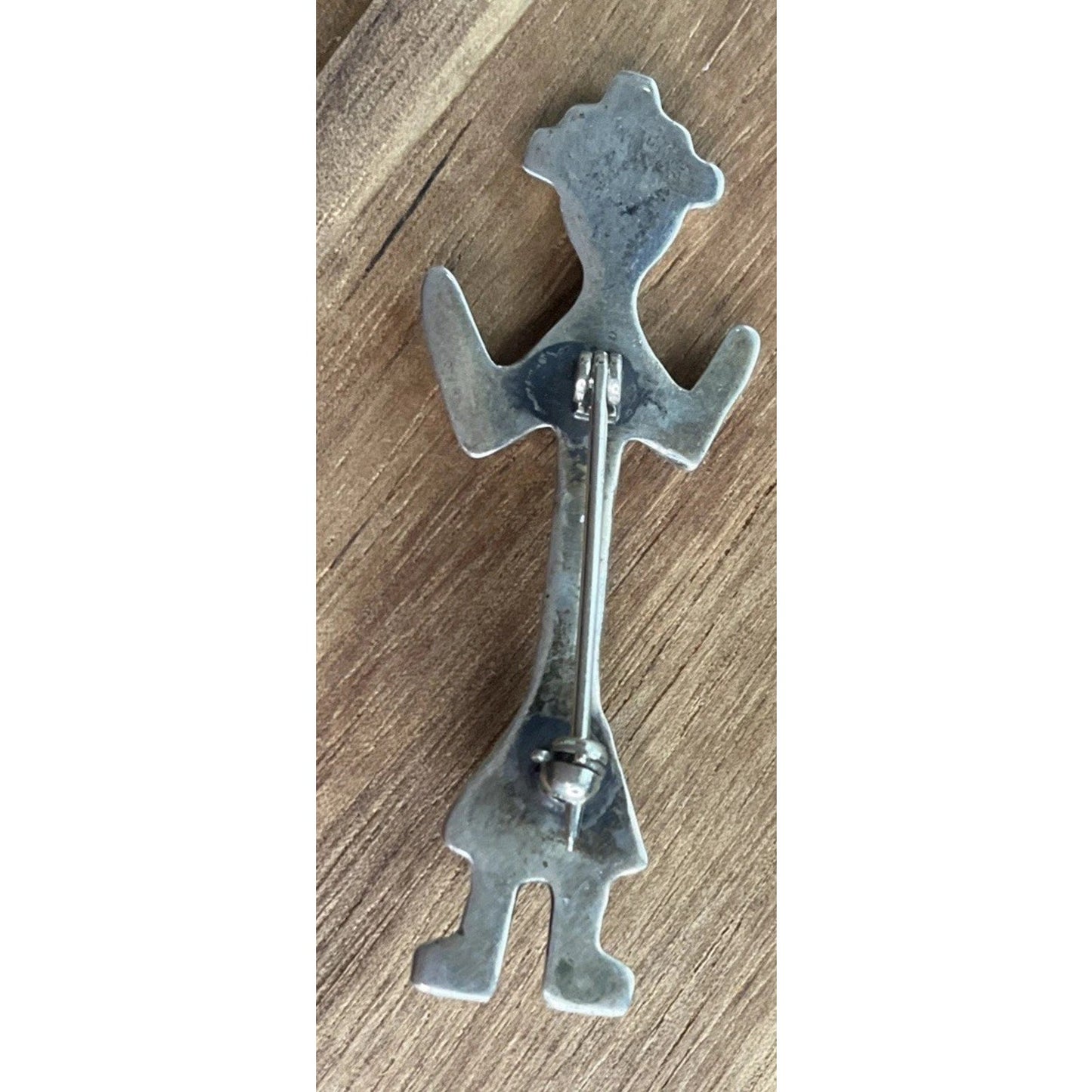 Vintage Turquoise Yei Figure Sterling Silver Brooch Southwestern Native American