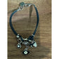 Silver Plated Black Leather Be Happy Evil Eye and Hamsa Hand Beaded Bracelet