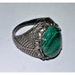 Vintage Sterling Silver Malachite Ring – Size 10.5 – Green Oval Stone – 8g