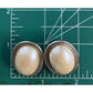 Vintage Faux Pearl Clip-On Earrings Silver Tone Large Oval Statement Earrings