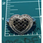 Vintage Sterling Silver Black and White Moissanite Heart Cluster Ring Size 7.5