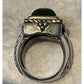 Vintage Flli Menegatti Italy Sterling Silver 18K Gold Nephrite Jade Ring Sz 6.25