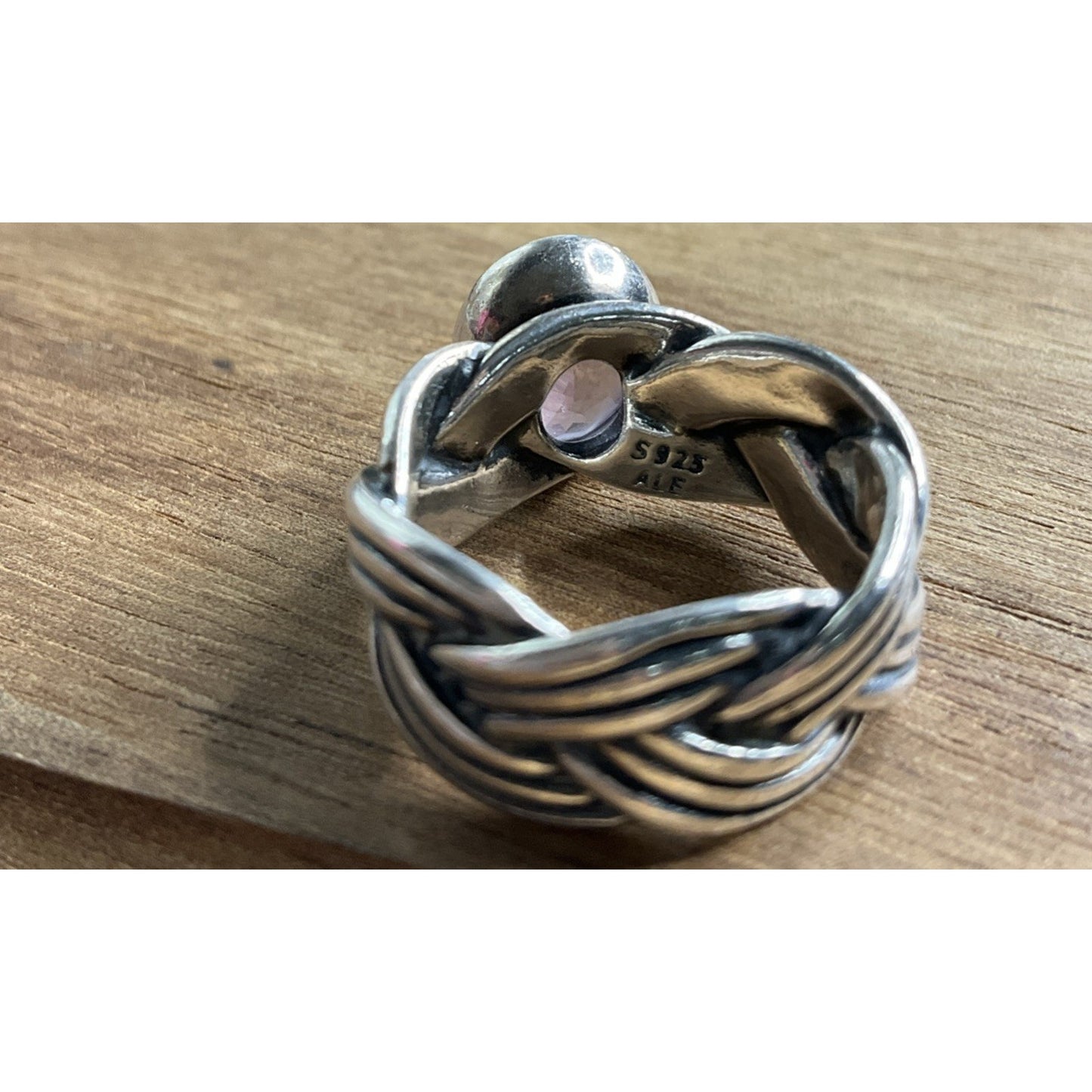 Retired Pandora ALE 925 Silver Purple Stone Ring Statement Woven Band Size 6