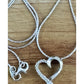 Sterling Silver Open Heart Pendant Necklace 19” Wheat Chain Spiga SAI
