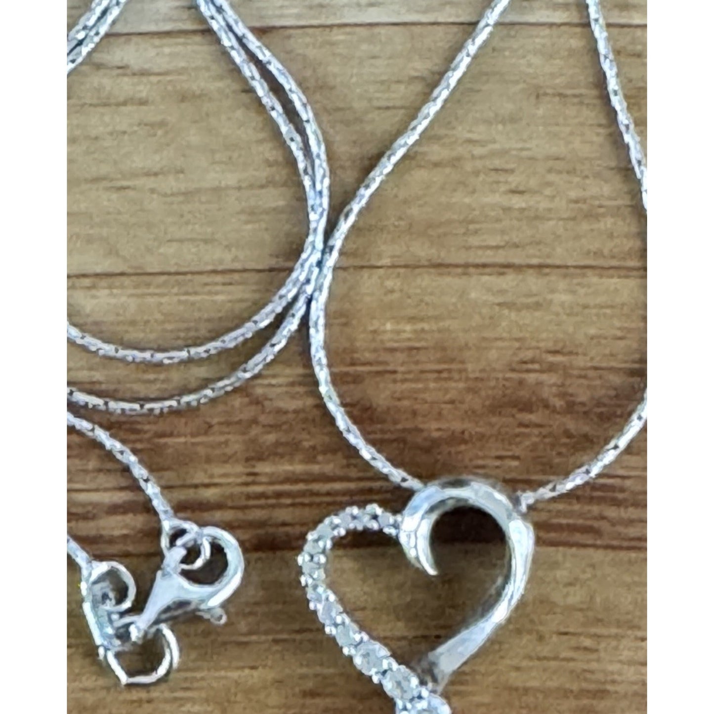 Sterling Silver Open Heart Pendant Necklace 19” Wheat Chain Spiga SAI