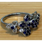 Sterling Silver Blue Sapphire Flower Ring Diamond Accent Floral Cluster Size 6.5