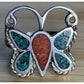 Vintage Sterling Silver Crushed Turquoise Native American Butterfly Ring Sz 5.5