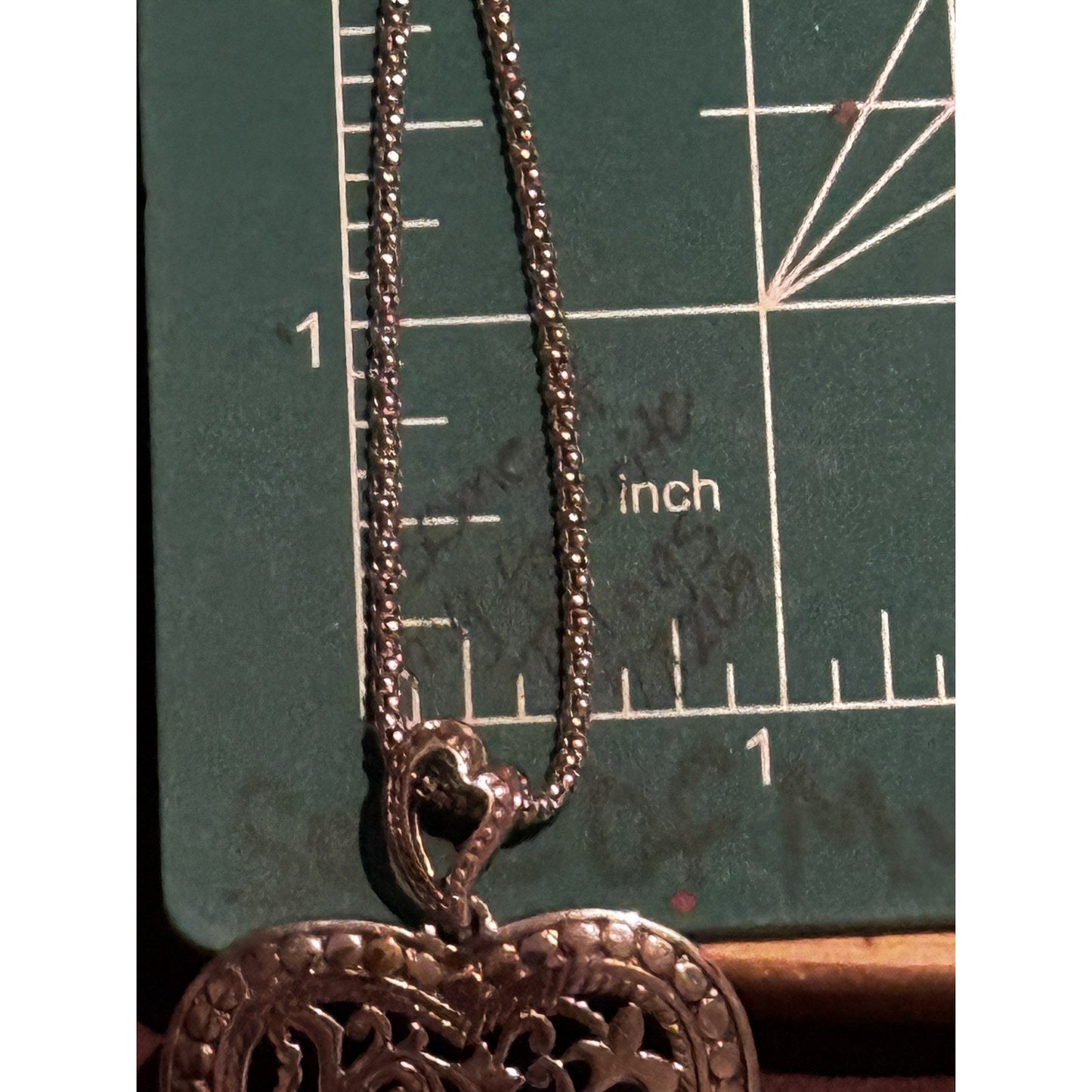 Vintage ATI Italy 925 Sterling Silver Filigree Heart Necklace 17” 10g