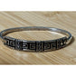 Vintage Mexico Sterling Silver Greek Key Hinged Bangle Bracelet 16g