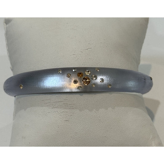 Vintage Rare Alexis Bittar Baby Blue Lucite Crystal Cluster Bangle Bracelet Pre-Owned