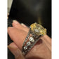 Vintage 925 JS Sterling Silver Yellow Quartz Gemstone Statement Ring Size 7.5