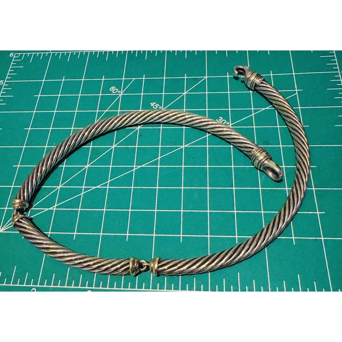 David Yurman Sterling Silver & 14k Gold Classic 7mm Cable Choker Necklace 15.5"