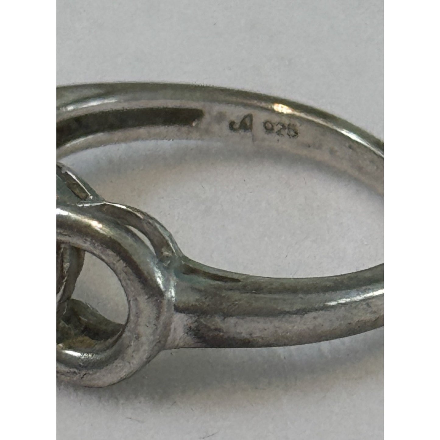 Vintage Pave Diamond Accent Sterling Silver Infinity Lovers Knot Ring Size 7