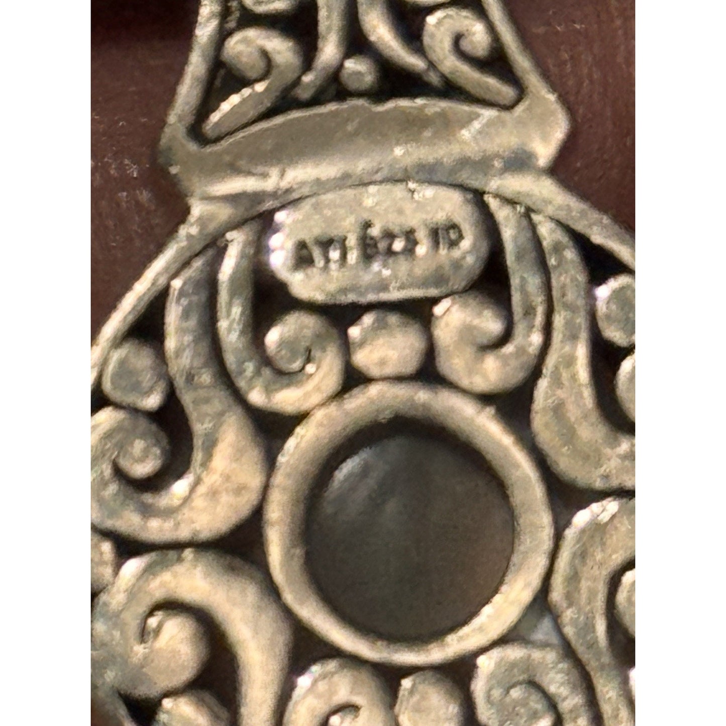ATI 925 Sterling Silver Pearl Pendant Vintage Thai Balinese Scrollwork 6g
