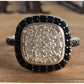 Sterling Silver Black & White CZ Halo Square Cushion Cluster Ring Size 7
