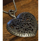 Vintage ATI Italy 925 Sterling Silver Filigree Heart Necklace 17” 10g