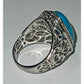 Vintage Sterling Silver 925 Turquoise Ring Size 9.75 – Oval Cabochon Stone 8g