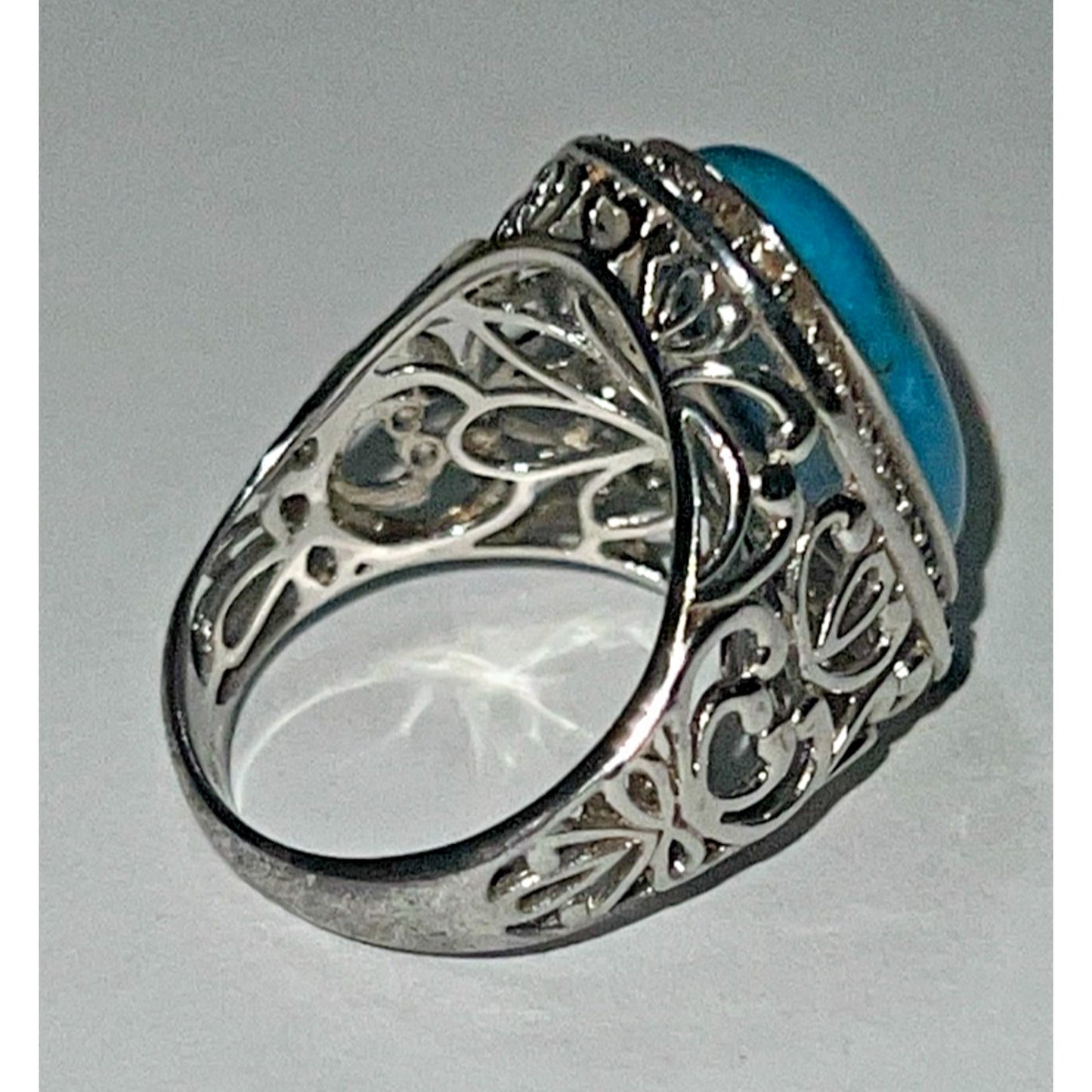 Vintage Sterling Silver 925 Turquoise Ring Size 9.75 – Oval Cabochon Stone 8g