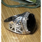 Vintage 925 Sterling Silver Faceted Black Onyx Filigree Statement Ring Size 7