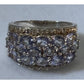 Vintage Tanzanite Cluster 925 Sterling Silver Ring Statement Band Size 7.5