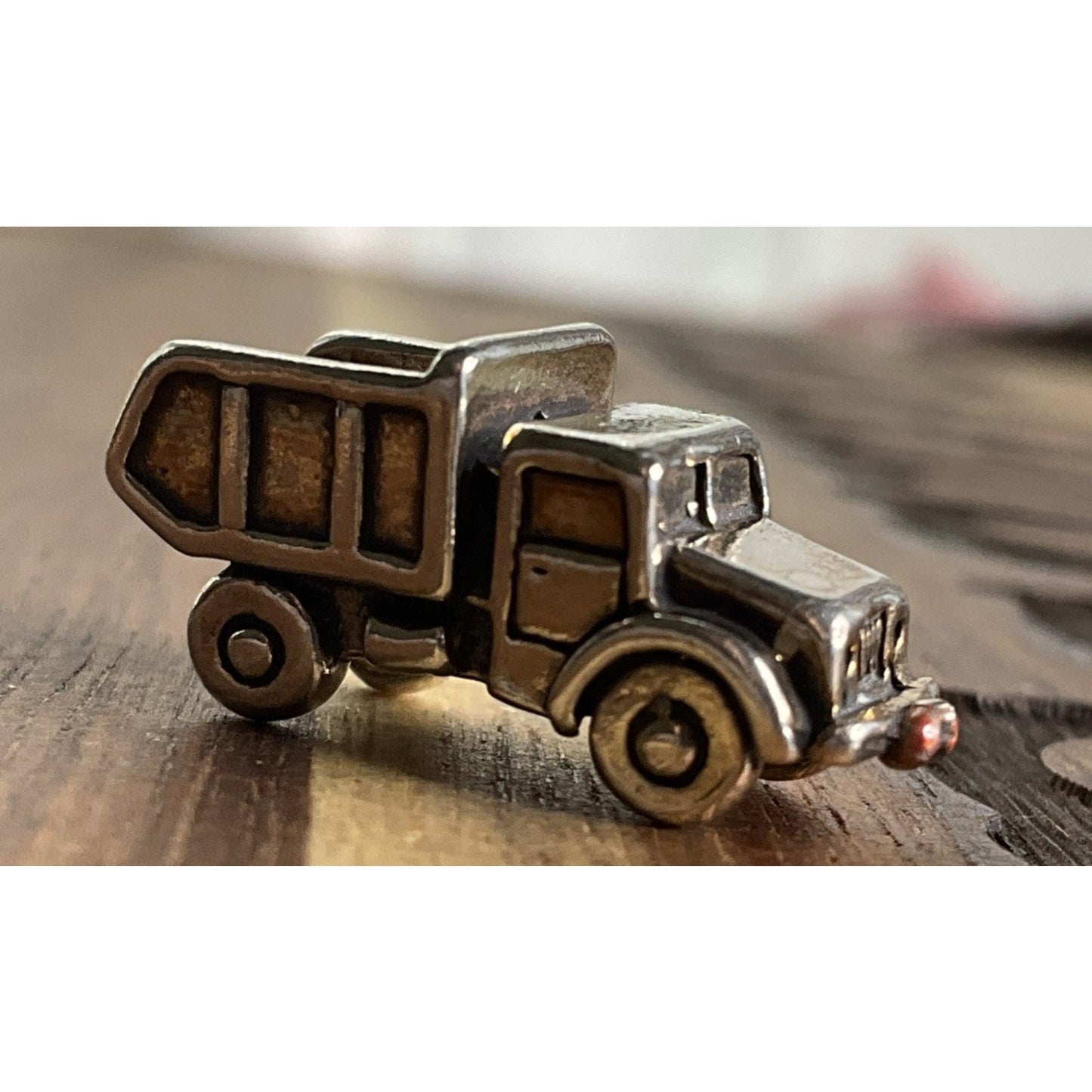 Vintage 925 Sterling Silver Garbage Truck Dump Truck Charm Pendant Construction