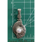 Vintage 925 Sterling Silver Mother of Pearl Pendant Large Statement Boho