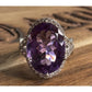 Sterling Silver Amethyst Halo Ring 925 Purple Stone Cocktail Statement Ring 7.5