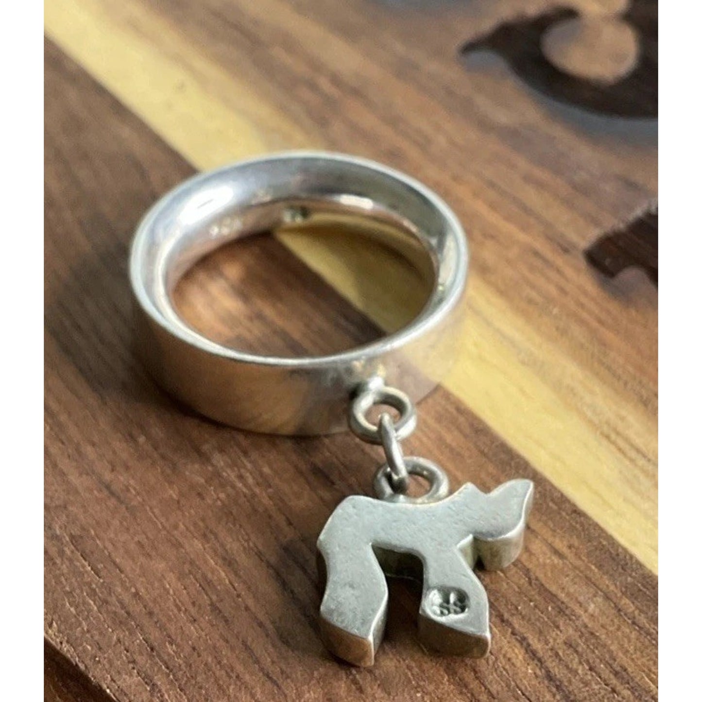 Roxanne Assoulin ROX Sterling Silver Chai Ring Hebrew חי Charm Ring Size 4.5