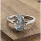 Minimalist Sterling Silver Blue Topaz Pear Shape Solitaire Ring 925 Size 6.5