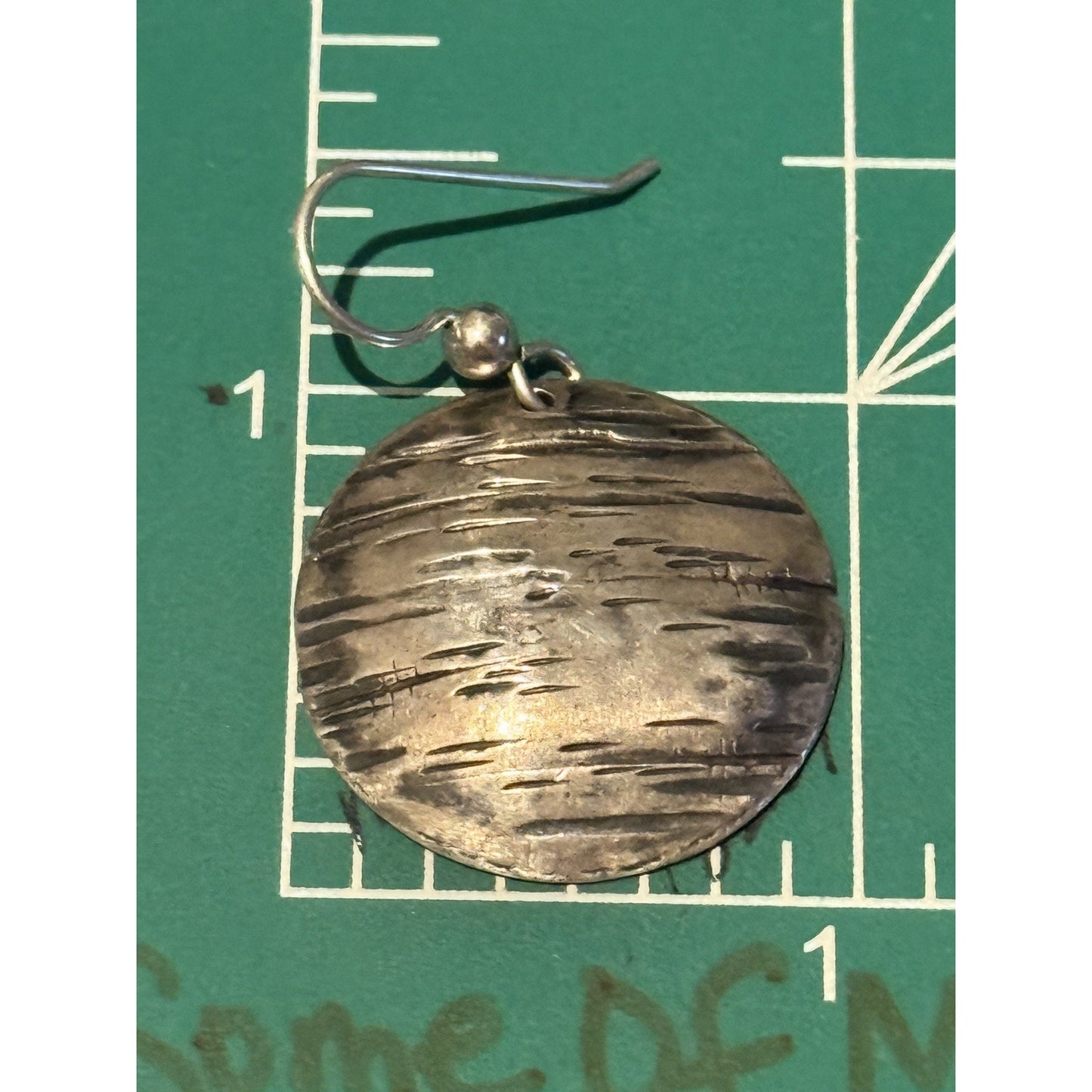 Vintage Sterling Silver Disc Earrings Signed EMD Modernist Textured Dangle Drop