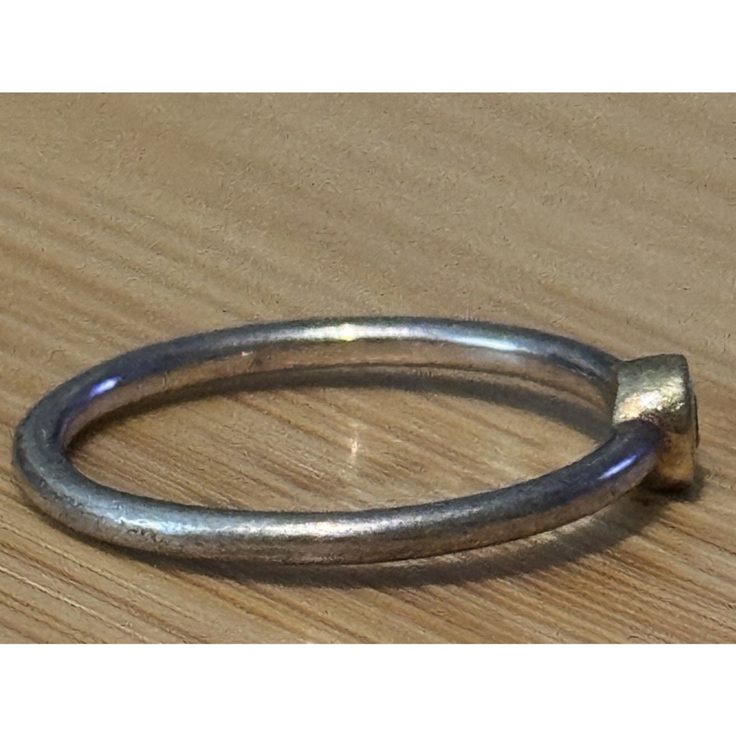 Sterling Silver And Gold Two Tone Amethyst Bezel Stacking Ring Size 6 Minimalist