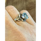 Vintage Kabana Sterling Silver Blue Topaz Scroll Ring Size 7.5 Signed KBN STER