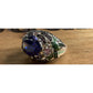 Sterling Silver 925 Blue CZ Cocktail Ring Ornate Enamel Statement Ring Size 6.5