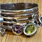 Vintage 90s Thai Sterling Silver Gemstone Dangle Ring Sz 8 Peridot Topaz Citrine