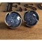 Sterling Silver Blue CZ Stud Earrings Large Round Faceted Sapphire Color