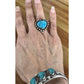 Navajo Kingman Turquoise Heart Sterling Silver Vintage Native American Ring Sz 7