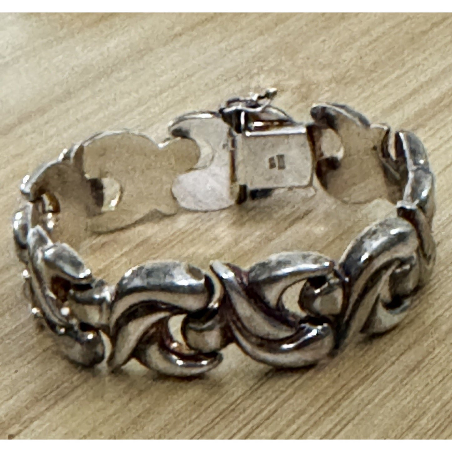 Vintage Milor Italy 925 Sterling Silver Fan Scroll Link Bracelet 7.5” 22g