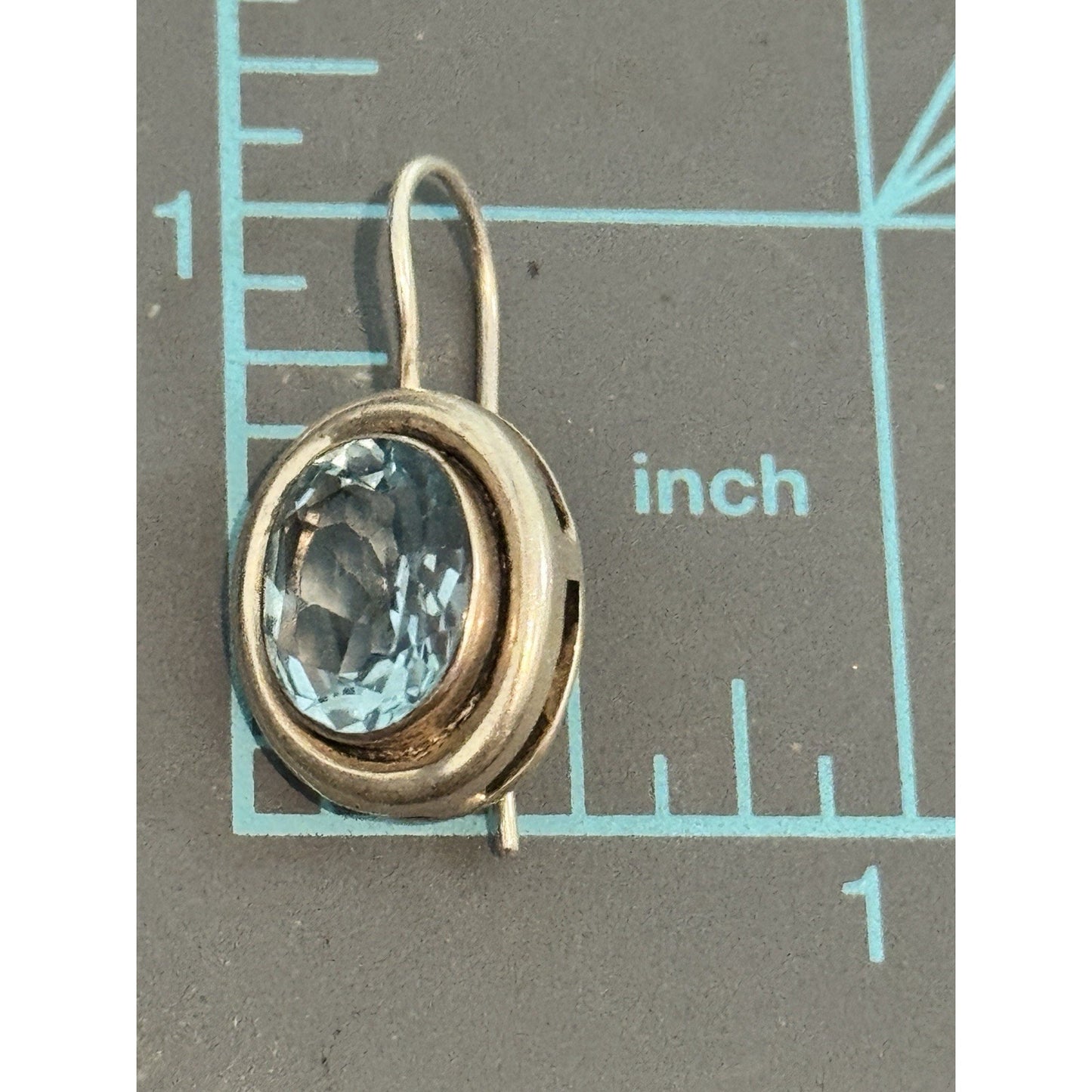 Silpada RETIRED Silver 925 Bezel Set Oval Blue Topaz Dangle Earrings W1157