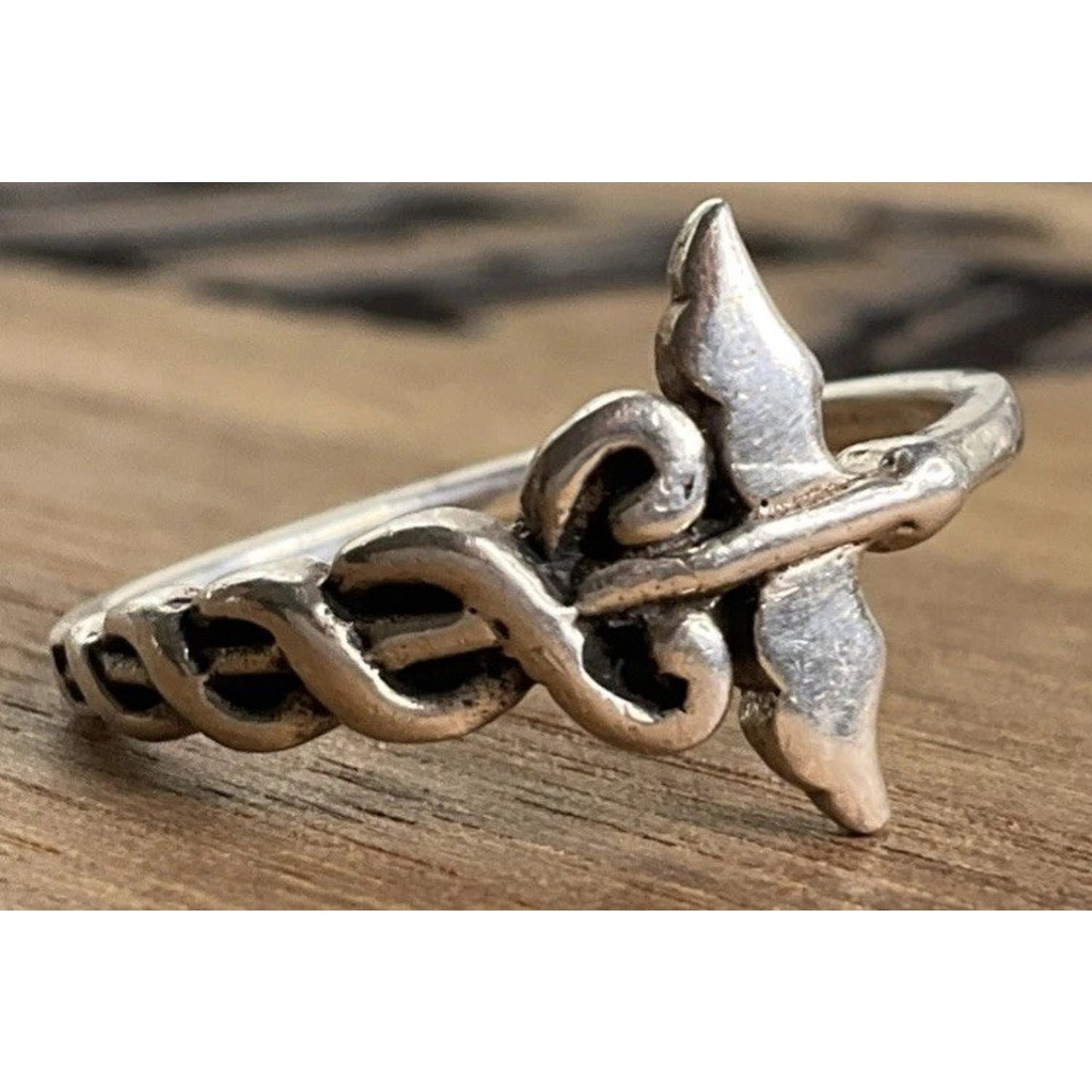 Sterling Silver Caduceus Ring 925 Medical Doctor Nurse Healthcare Ring Size 8