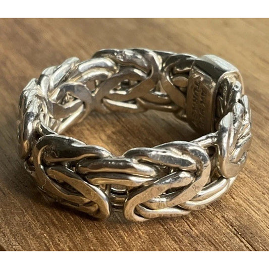 AK Turkey 925 Sterling Silver Byzantine Woven Band Ring Size 9.5 Unisex