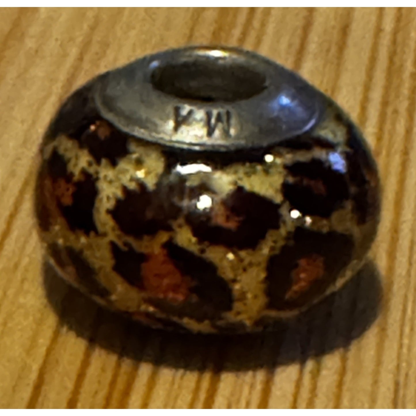Sterling Silver MA Michael Anthony ITALY MURANO Bracelet Leopard Glass Bead