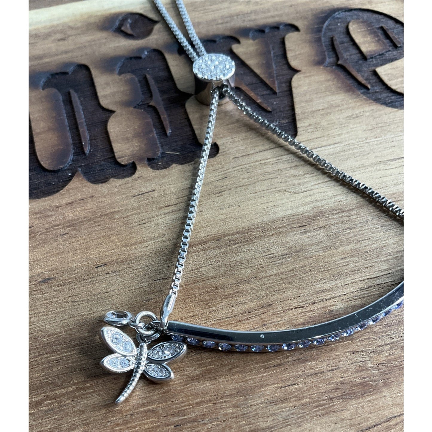 Sterling Silver IBBCN Blue CZ Bar Bracelet Butterfly Charm Adjustable Chain