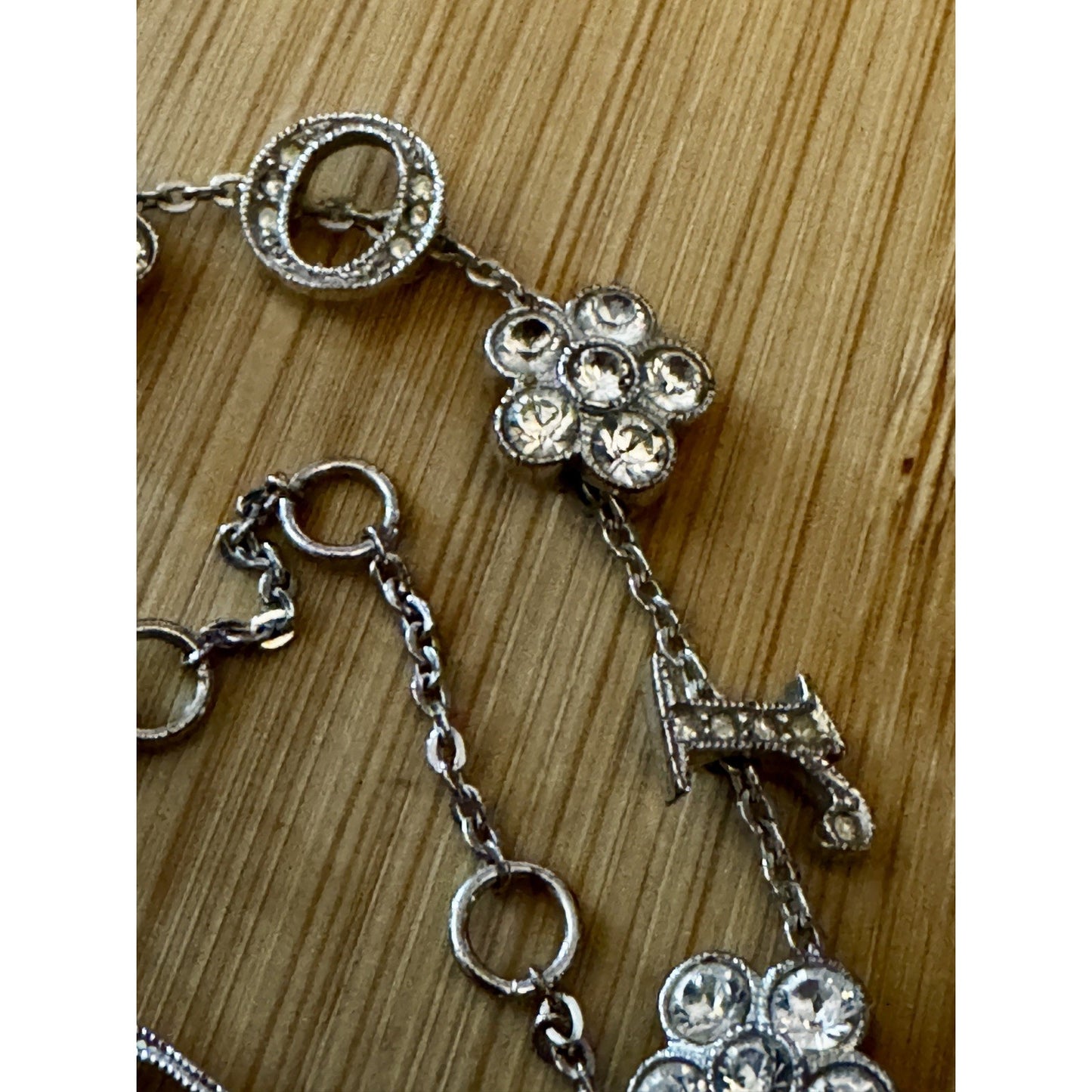 Vintage 2004 Christian Dior Girly Crystal DIOR Flower Bracelet Galliano 6.5 - 8”