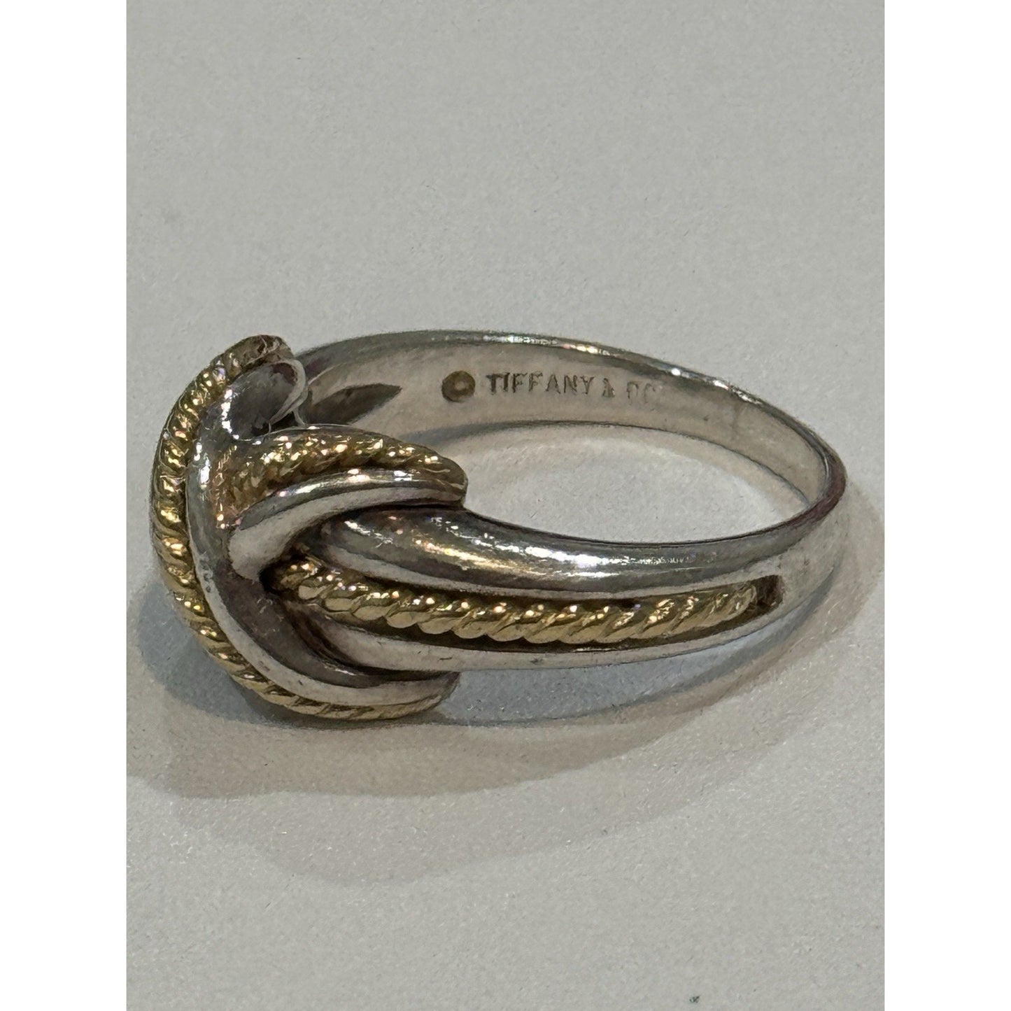 Vintage Tiffany & Co Signature Cross Ring 18k Yellow Gold & Sterling 925 Sz 8.5