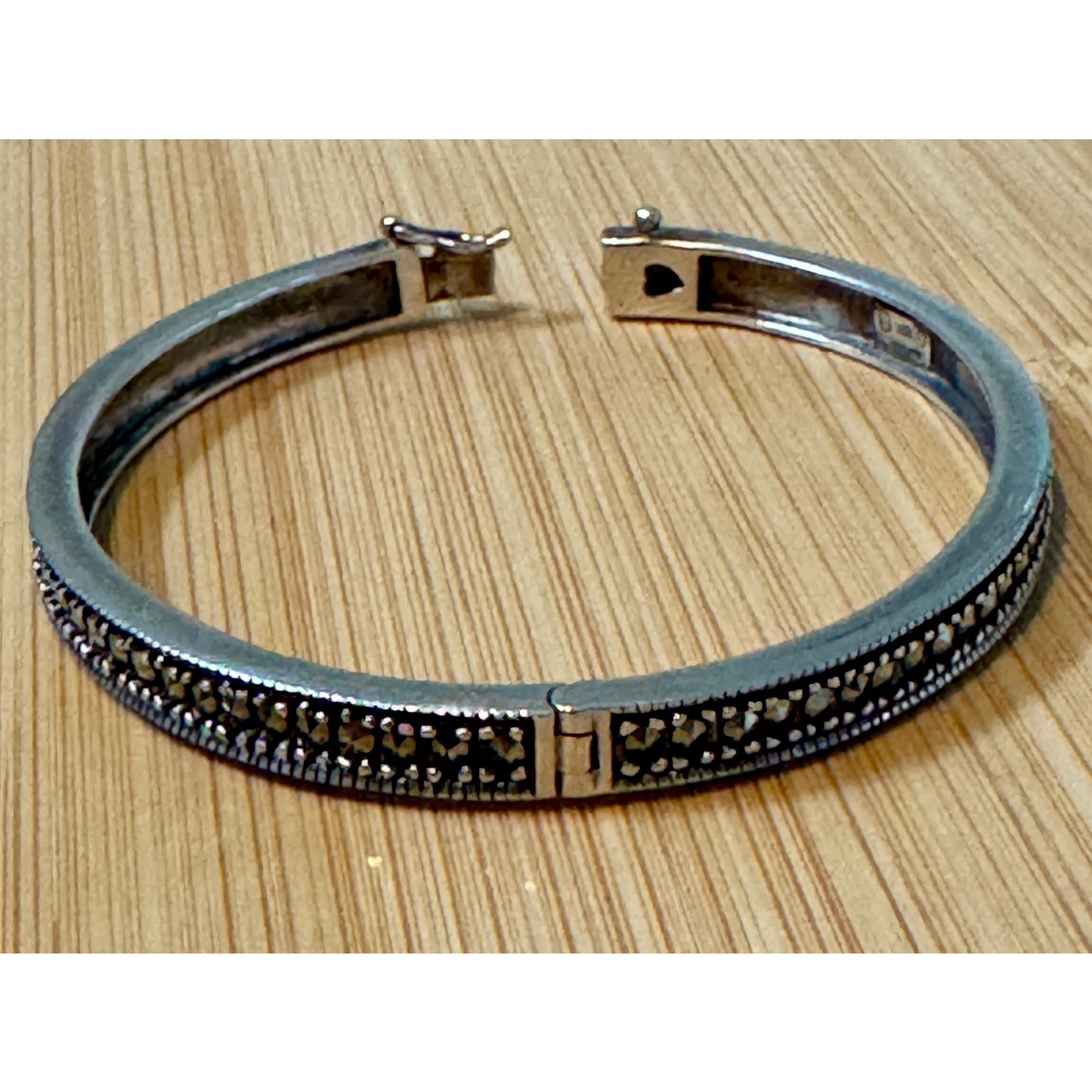 Vintage Italian 925 Sterling Silver Two Tone Gold Wash Textured Bracelet 7.25”