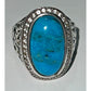 Vintage Sterling Silver 925 Turquoise Ring Size 9.75 – Oval Cabochon Stone 8g