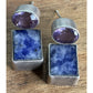 Vintage Sterling Silver Sodalite Amethyst Modernist Dangle Geometric Earrings